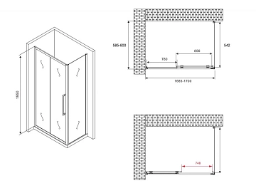 Душевой уголок Abber Schwarzer Diamant AG30170BH-S60B 170x60  - фото 4