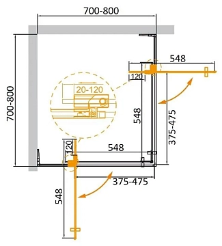 Душевой уголок Cezares Slider SLIDER-A-2-70/80-BR-GM  - фото 3