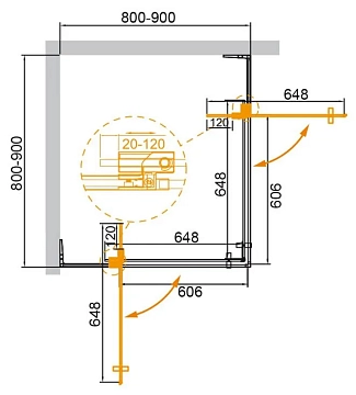 Душевой уголок Cezares Slider SLIDER-A-2-80/90-GRIGIO-GM  - фото 3