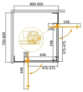 Душевой уголок Cezares Slider SLIDER-AH-2-70/80-80/90-GRIGIO-BORO  - фото 3