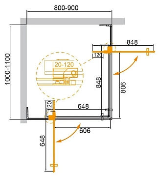 Душевой уголок Cezares Slider SLIDER-AH-2-80/90-100/110-GRIGIO-GM  - фото 3