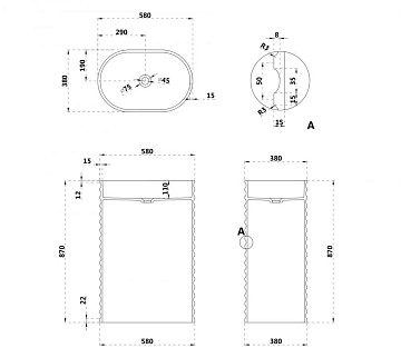 Раковина Abber Stein AS2550 58 см  - фото 4