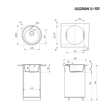 Мойка кухонная Ulgran U-101-308 черный  - фото 4