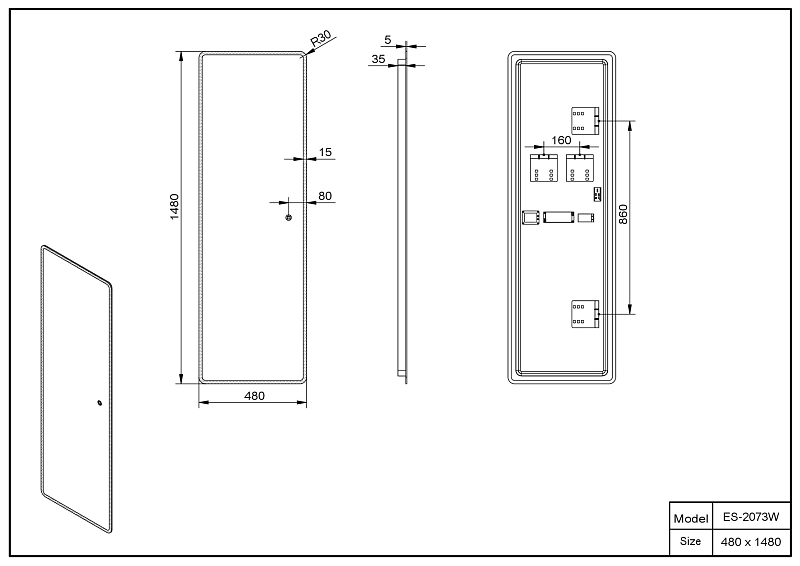 Зеркало Esbano ES-2073 W , изображение 4