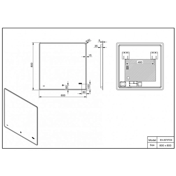 Зеркало Esbano ES-2073TDS 80 , изображение 2