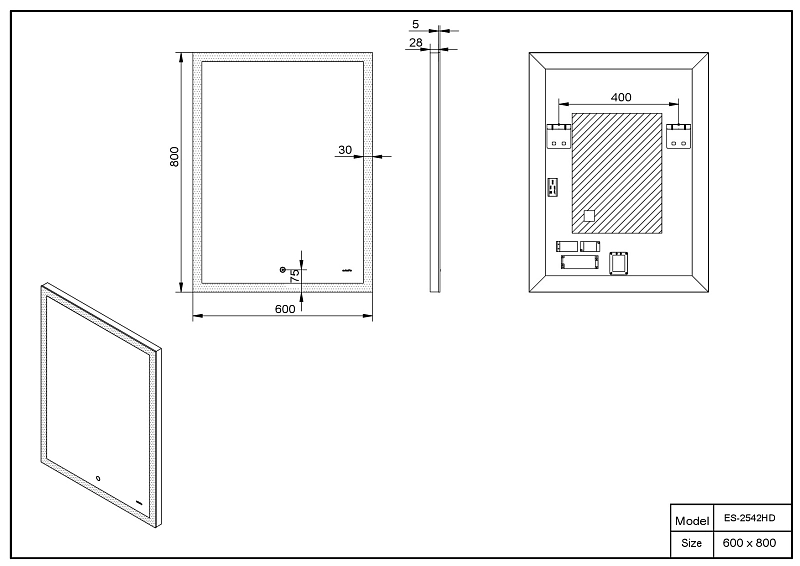 Зеркало Esbano ES-2542 HD , изображение 3
