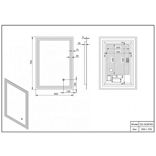 Зеркало Esbano ES-3429FRD 50 , изображение 2