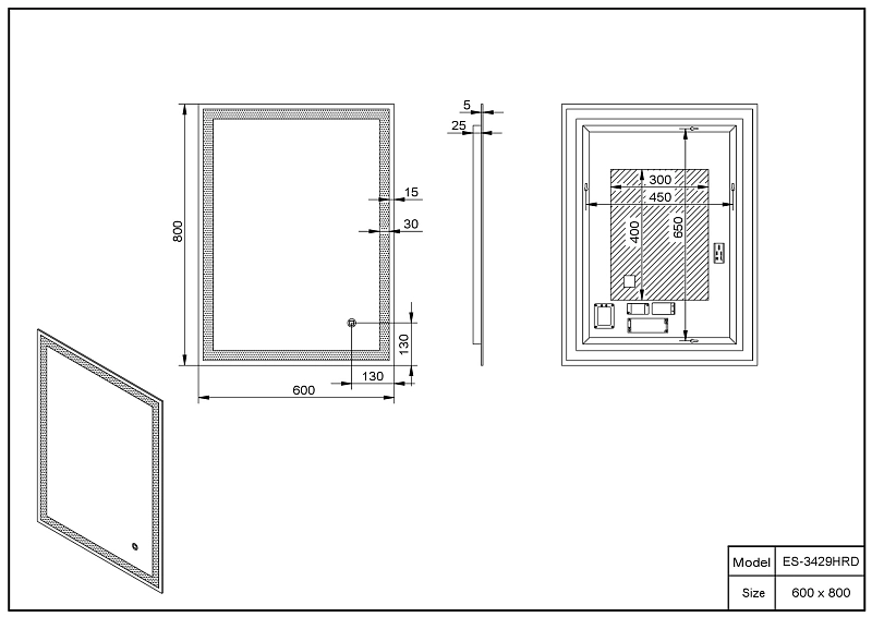 Зеркало Esbano ES-3429HRD , изображение 2