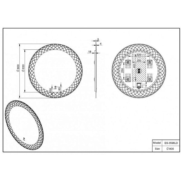 Зеркало Esbano ES-3596LD 80 , изображение 3