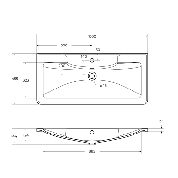 Мебельная раковина BelBagno BB1000/455-LV-ART-ALR-NERO 100 см  - фото 3