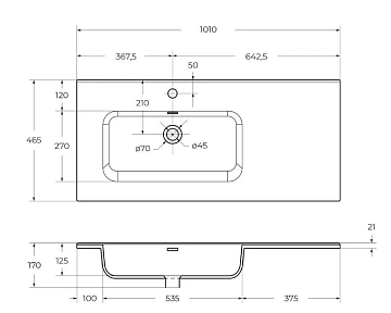 Мебельная раковина BelBagno BB1000ETL-L 100 см  - фото 5