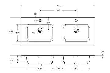 Мебельная раковина BelBagno BB1200-2-ET 120 см  - фото 4
