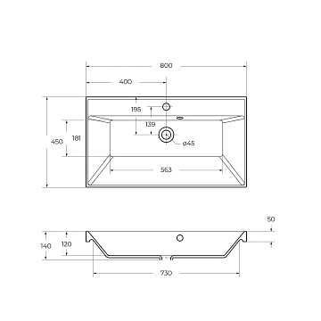 Мебельная раковина BelBagno Marino BB800/450-LV-ART-AST-NERO 80 см  - фото 4