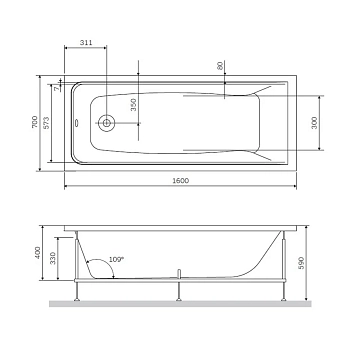 Каркас для ванны AM.PM Gem 160х70 W90A-160-070W-R  - фото 2