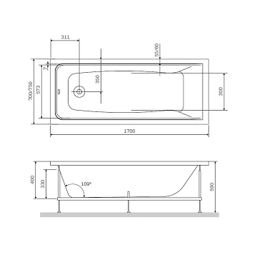 Каркас для ванны AM.PM Gem 170х75 W90A-170-075W-R  - фото 2