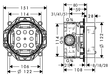Скрытая часть Hansgrohe Ibox Universal 01800180  - фото 2