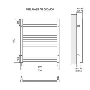 Полотенцесушитель водяной Lemark Melange П7 50x60, белый  - фото 3