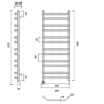Полотенцесушитель электрический Domoterm Лаура 50х100 L  - фото 3