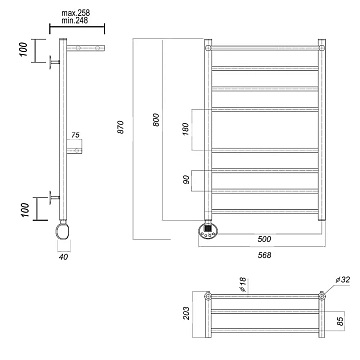 Полотенцесушитель электрический Domoterm Медея 50x80 L с двумя полками  - фото 3