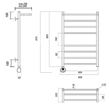 Полотенцесушитель электрический Domoterm Медея 50x80 L с полкой  - фото 3