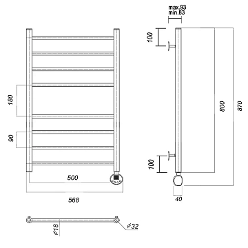 Полотенцесушитель электрический Domoterm Медея 50x80 R хром  - фото 4