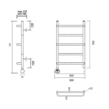 Полотенцесушитель электрический Domoterm Орфей П5 50x70 L хром  - фото 3
