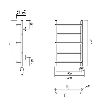 Полотенцесушитель электрический Domoterm Орфей П5 50x70 R хром  - фото 3