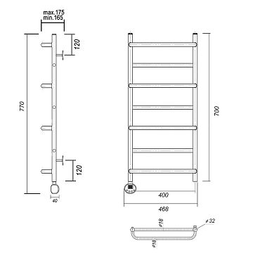Полотенцесушитель электрический Domoterm Орфей П7 40x70 L хром  - фото 3