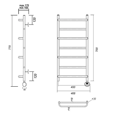 Полотенцесушитель электрический Domoterm Орфей П7 40x70 R хром  - фото 3