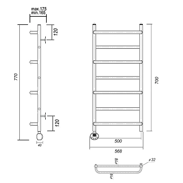 Полотенцесушитель электрический Domoterm Орфей П7 50x70 L хром  - фото 3
