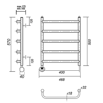 Полотенцесушитель электрический Domoterm Стефано П5 40x50 L хром  - фото 4