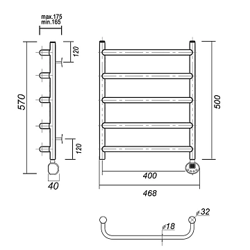 Полотенцесушитель электрический Domoterm Стефано П5 40х50 R хром  - фото 4