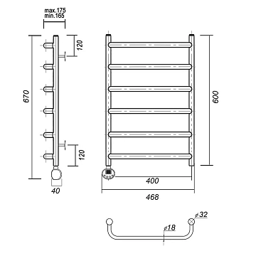 Полотенцесушитель электрический Domoterm Стефано П6 40x60 L хром  - фото 4