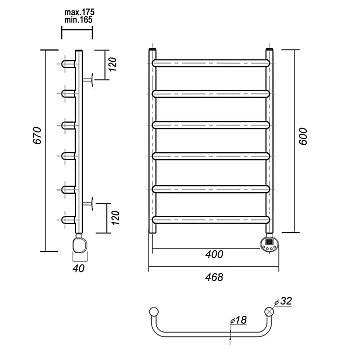 Полотенцесушитель электрический Domoterm Стефано П6 40x60 R хром  - фото 4
