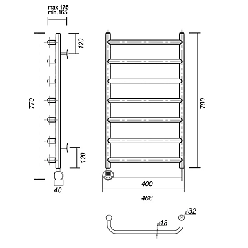 Полотенцесушитель электрический Domoterm Стефано П7 40х70 L хром  - фото 4