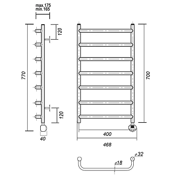 Полотенцесушитель электрический Domoterm Стефано П7 40х70 R хром  - фото 4