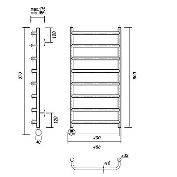 Полотенцесушитель электрический Domoterm Стефано П8 40х80 L хром  - фото 4