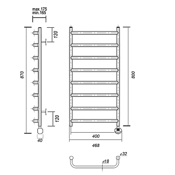 Полотенцесушитель электрический Domoterm Стефано П8 40х80 R хром  - фото 4