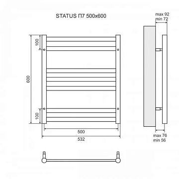 Полотенцесушитель электрический Lemark Status П10 50x80 бронза  - фото 4