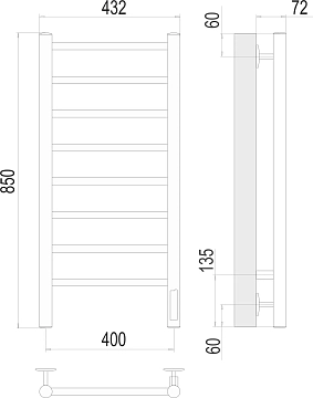 Полотенцесушитель электрический Terminus Аврора П8 40х85  - фото 3