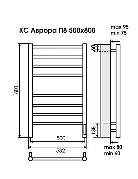 Полотенцесушитель электрический Terminus Аврора П8 50х80 белый  - фото 3