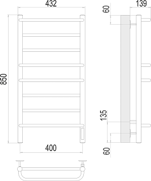 Полотенцесушитель электрический Terminus Евромикс П8 40х85  - фото 3
