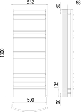 Полотенцесушитель электрический Terminus Классик П15 50х130  - фото 3