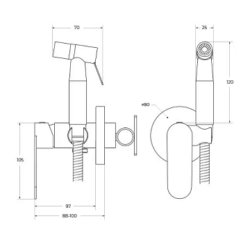 Гигиенический душ Cezares Stylus DIF-NOP со смесителем, с внутренней частью  - фото 3