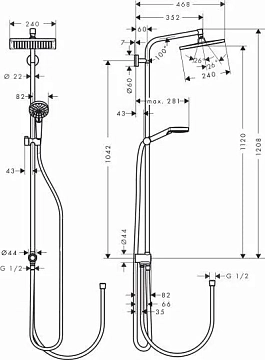 Душевая стойка Hansgrohe Crometta E EcoSmart 27289000  - фото 2