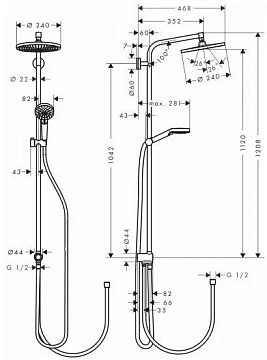 Душевая стойка Hansgrohe Crometta S EcoSmart 27270000  - фото 2