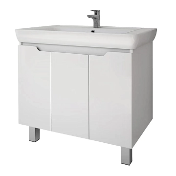 Тумба под раковину Dreja Q Plus (D) 80 белый глянец  - фото 4