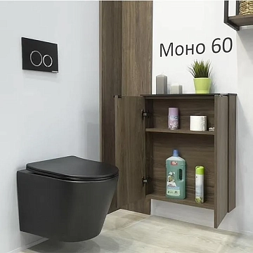 Шкаф Comforty Моно 60 дуб тёмно-коричневый с черной столешницей  - фото 3