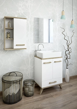 Шкаф Sanflor Ингрид 50 белый матовый/швейцарский вяз  - фото 4