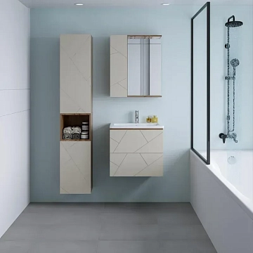 Шкаф Бриклаер Кристалл 35.2x90 латте/дуб крафт табачный  - фото 3